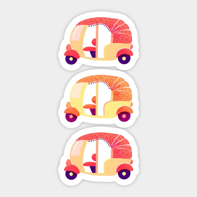 Orange and red hippie rickshaws Sticker by Home Cyn Home 